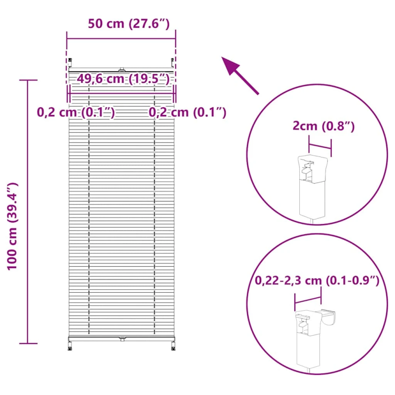 vidaXL Plisē Žalūzijas 50 x 150 cm Krēmkrāsā