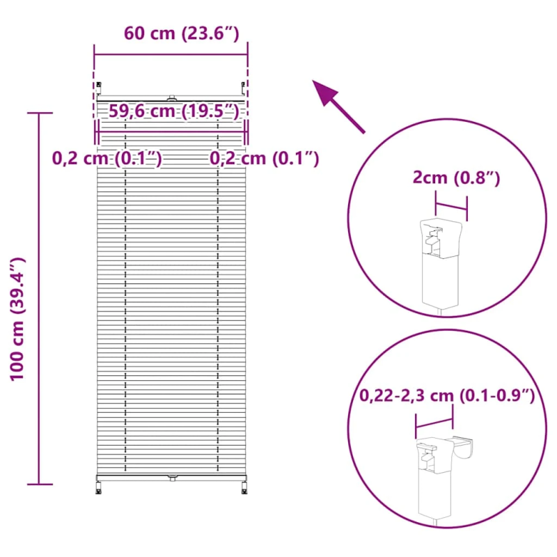 Plisē Žalūzijas 60 x 100 cm Krēmkrāsā