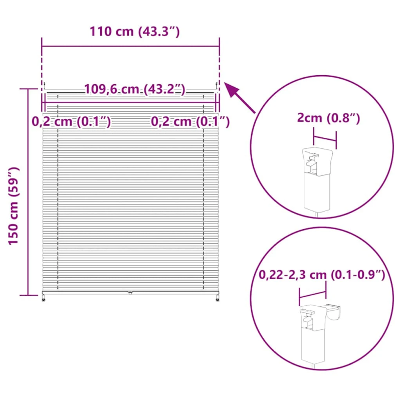 Plisē Žalūzijas 110 x 150 cm Baltas Gofrētas