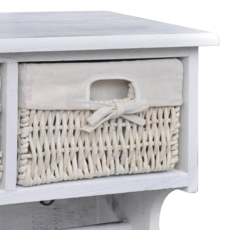 vidaXL sienas plaukts, balts, 60x23,5x33 cm, paulonijas koks