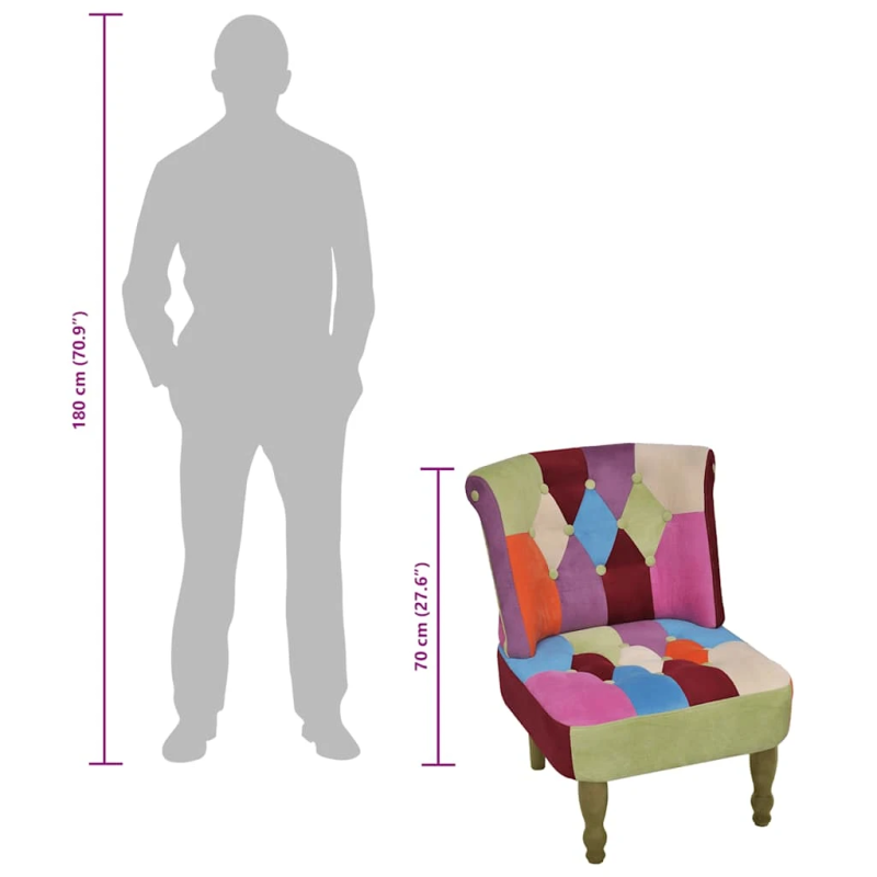 vidaXL franču stila krēsli ar tekstilmozaīkas dizaina audumu, 2 gab.