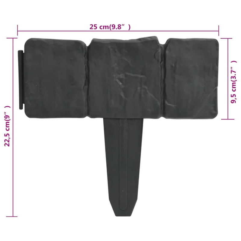 vidaXL zāliena apmales, 41 gab., akmeņu dizains, plastmasa, 10 m