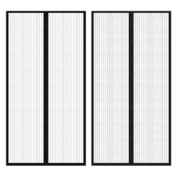 vidaXL Pretodu Aizkari Durvīm 2 gab 210x100cm ar Velkro Klipšiem Melni