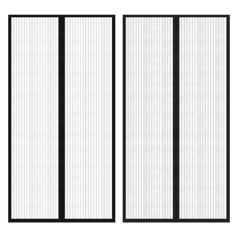 vidaXL Pretodu Aizkari Durvīm 2 gab 210x100cm ar Velkro Klipšiem Melni