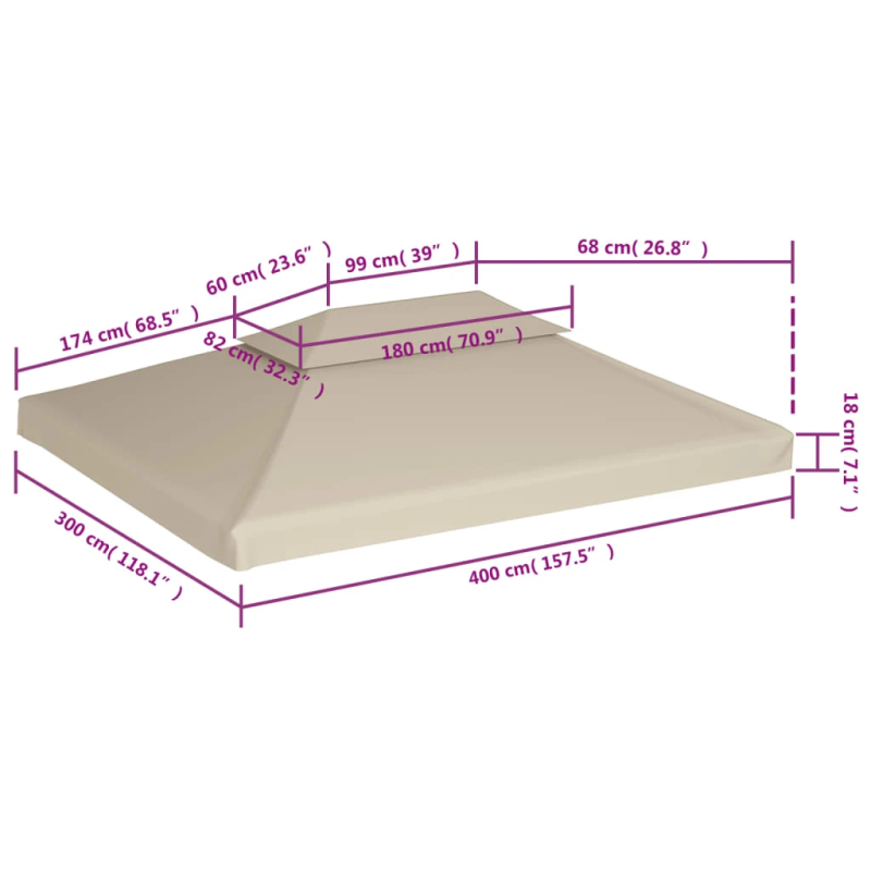 vidaXL nojumes jumta maiņas pārklājs, 3 x 4 m, 310 g-m², bēšs