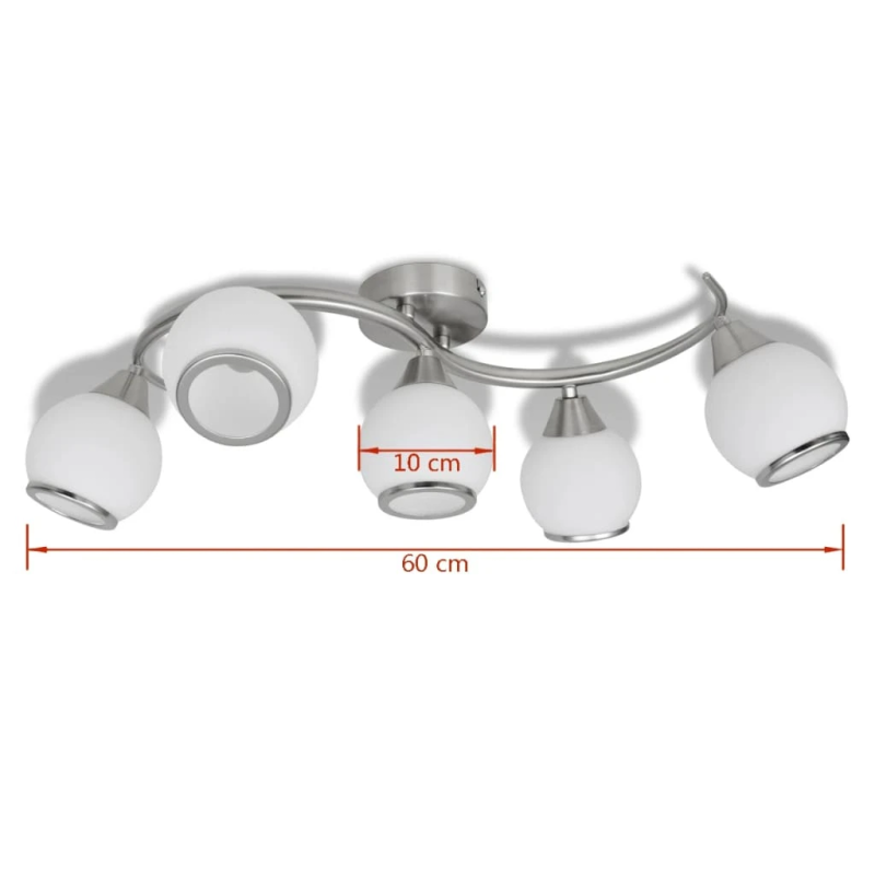 Griestu Lampa ar 5 Stikla Kupoliem Viļņotu Statīvu E14