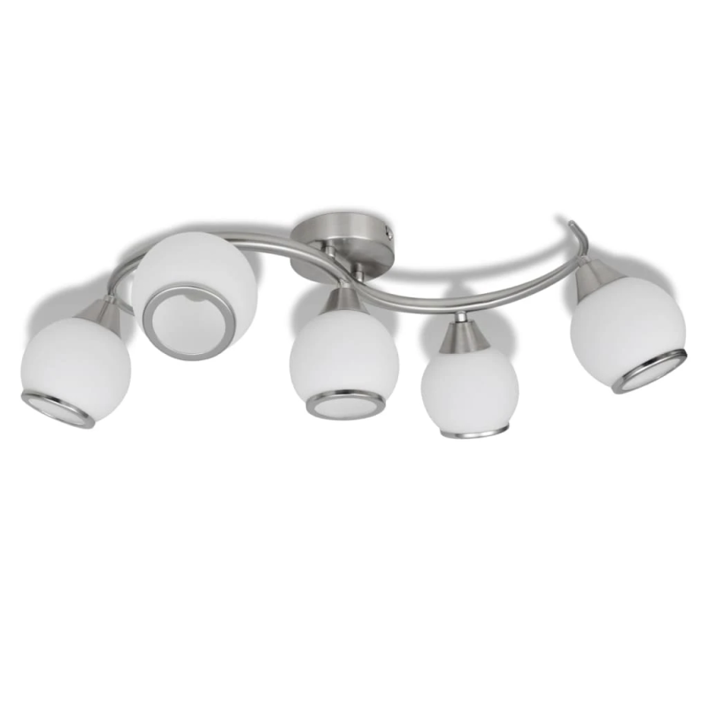 Griestu Lampa ar 5 Stikla Kupoliem Viļņotu Statīvu E14