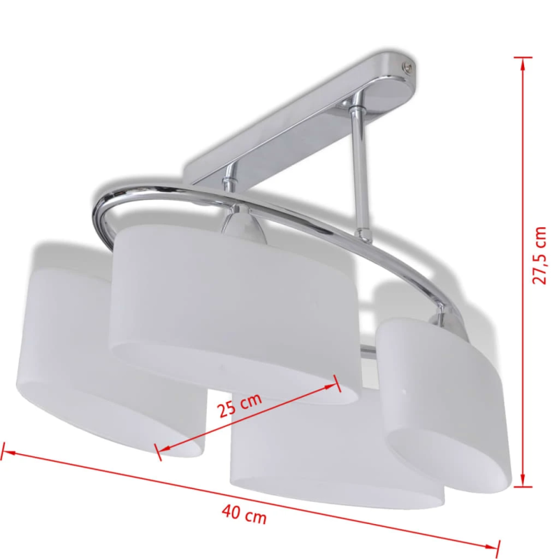 Griestu Lampa ar 4 Ovālas Formas Stikla Kupoliem 4xE14 Spuldžu Ligzdas