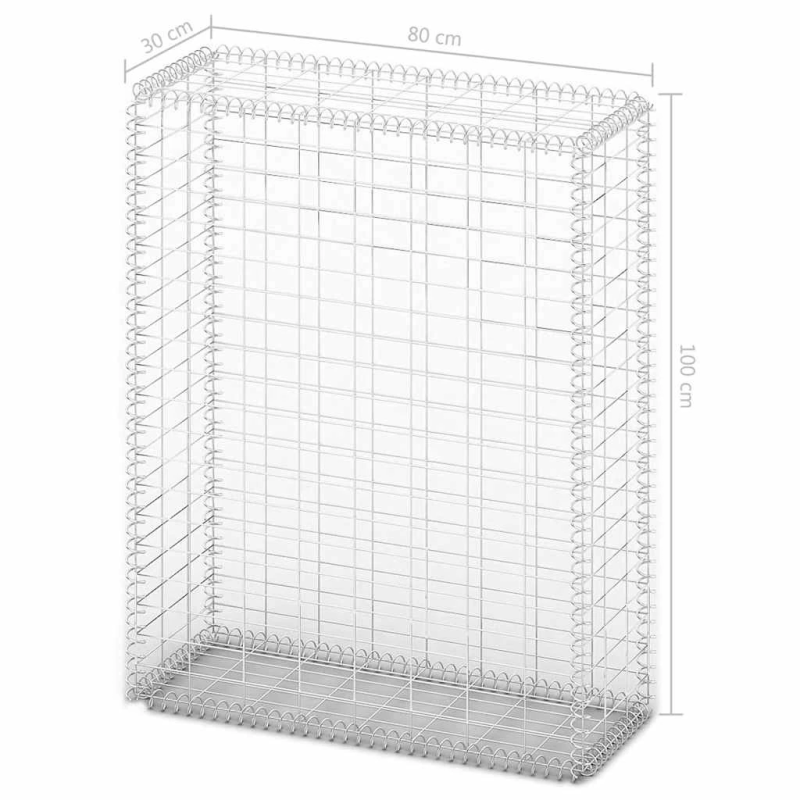 vidaXL gabions ar vāku, cinkota stieple, 100x80x30 cm
