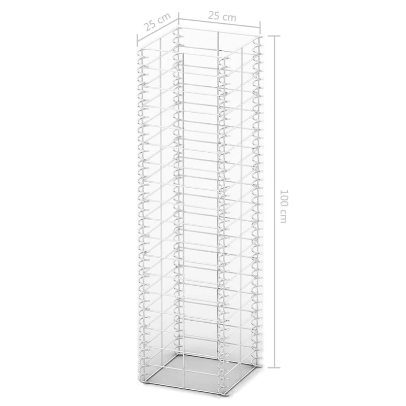 vidaXL gabionu komplekts, 3 gab., cinkota stieple, 25x25x100 cm