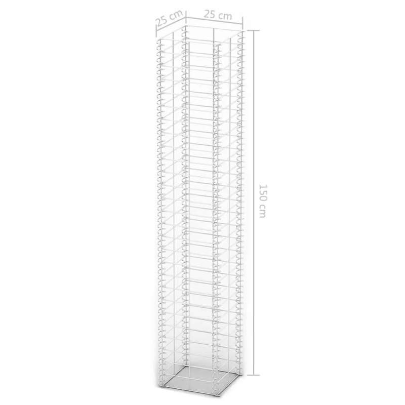 vidaXL gabionu komplekts, 3 gab., cinkota stieple, 25x25x150 cm