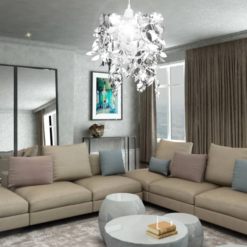 Lustra ar lapu dekoriem 21,5 x 30 cm sudraba