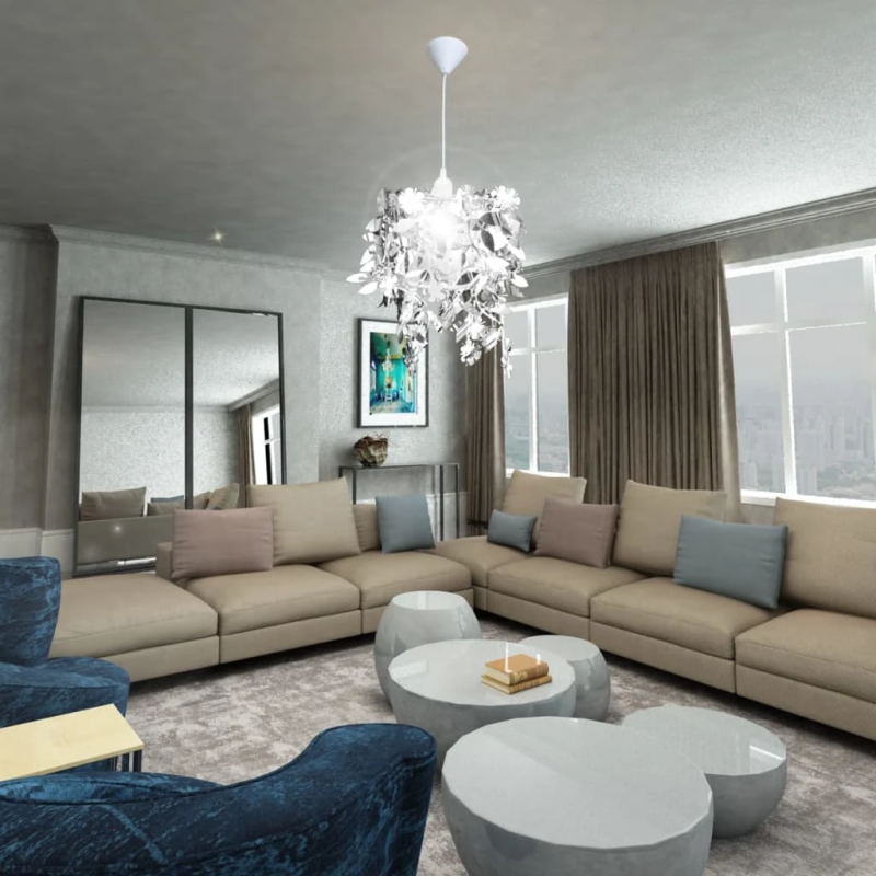 Lustra ar lapu dekoriem 21,5 x 30 cm sudraba