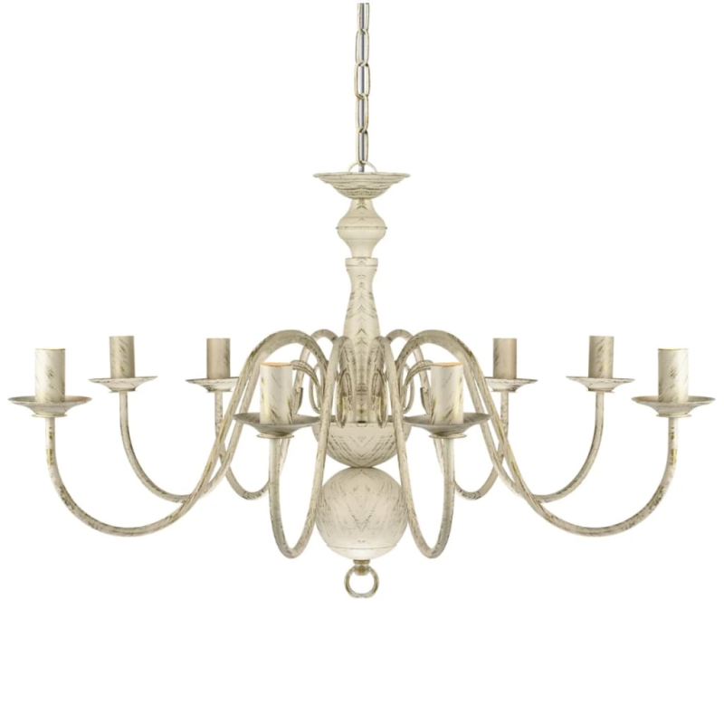 Antīki Balta Metāla Lustra 8 spuldžu ligzdas E14