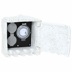 vidaXL dārza kontaktligzda ar taimeri, mākslīgā akmens dizains