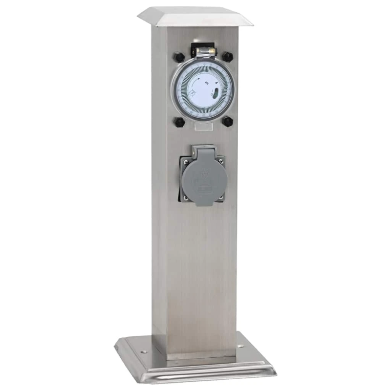 Dārza strāvas sadalītājs ar taimeri, nerūsējošais tērauds