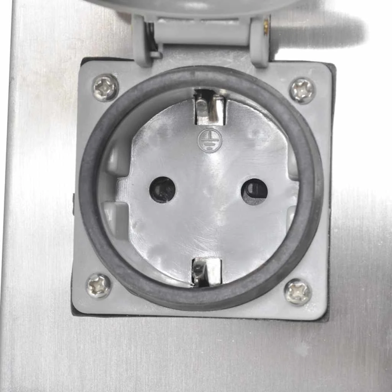 Dārza strāvas sadalītājs ar lampu, nerūsējošais tērauds