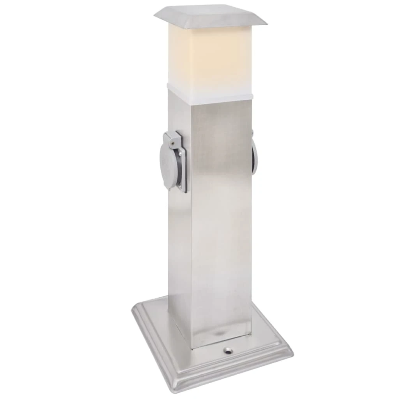 Dārza strāvas sadalītājs ar lampu, nerūsējošais tērauds