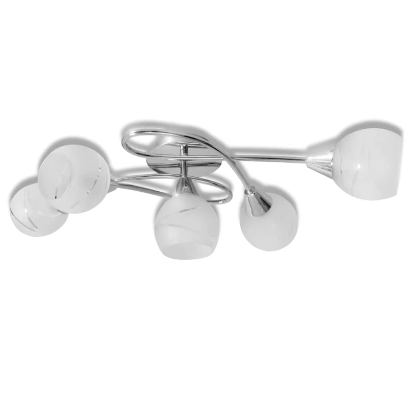 Griestu lampa ar stikla kupoliem, paredzēta 5 E14 spuldzēm