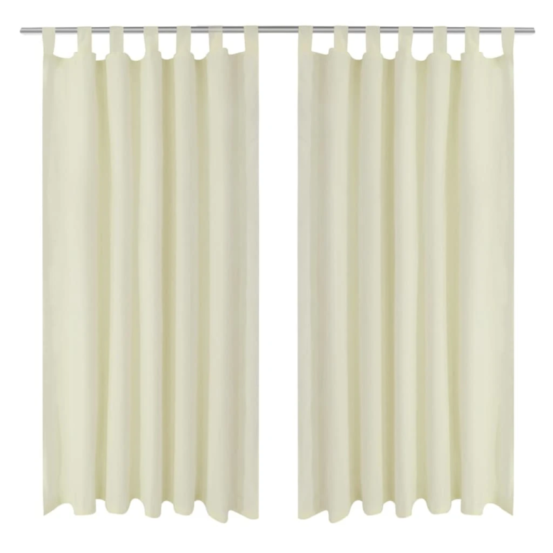 Aizkari ar cilpām, 140 x 175 cm, 2 gab., krēmkrāsas satīns