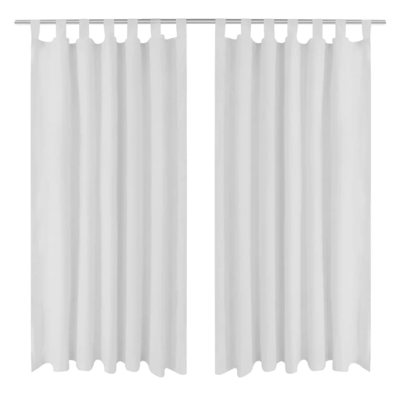 Aizkari ar cilpām, 140x175 cm, 2 gab., balts satīns