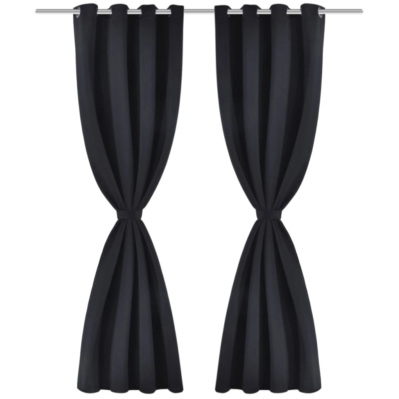 Melni biezie aizkari ar metāla riņķiem, 2 gab., 135 x 245 cm