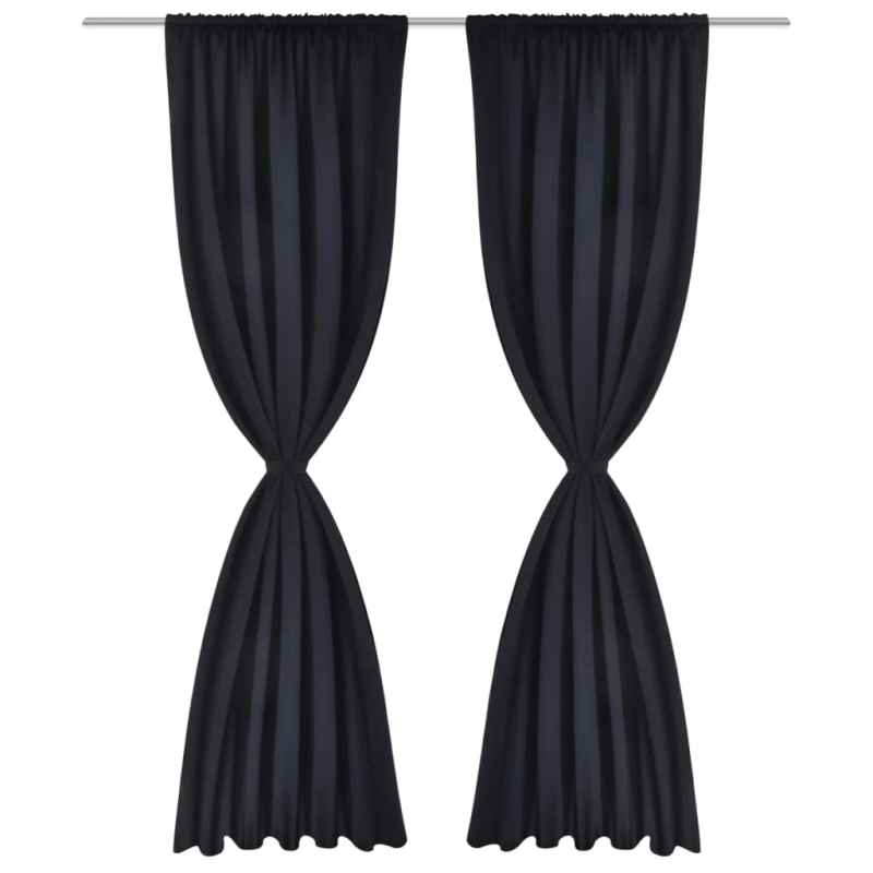 Uz stangas uzverami aizkari, 2 gab., 135x245 cm, melni