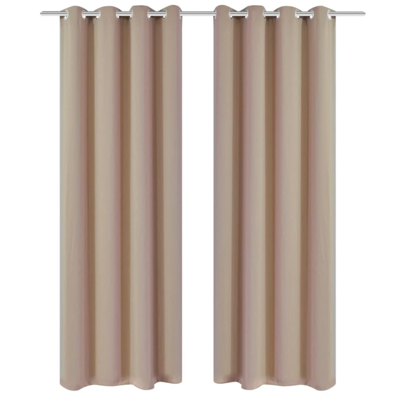 Bēši biezie aizkari ar metāla riņķiem, 2 gab., 135 x 245 cm