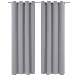 Pelēki aizkari ar metāla riņķiem, 2 gab., 135 x 245 cm