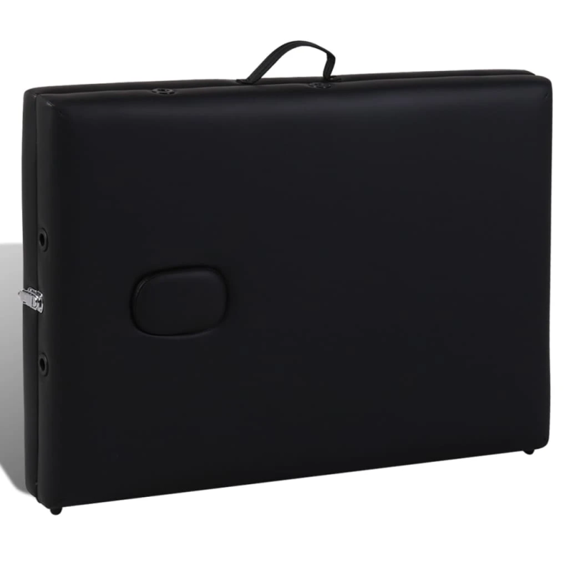 vidaXL masāžas galds, saliekams, 3 daļas, koka rāmis, melns