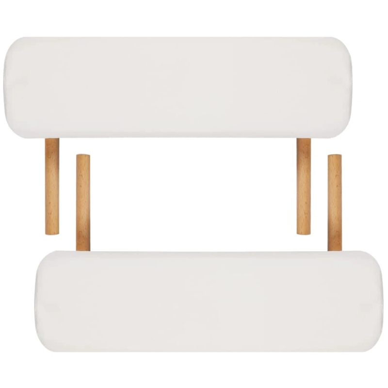vidaXL masāžas galds, saliekams, 3 daļas, koka rāmis, krēmbalts
