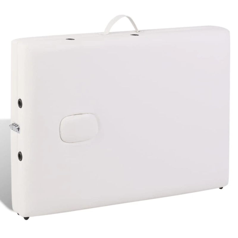 vidaXL masāžas galds, saliekams, 3 daļas, koka rāmis, krēmbalts