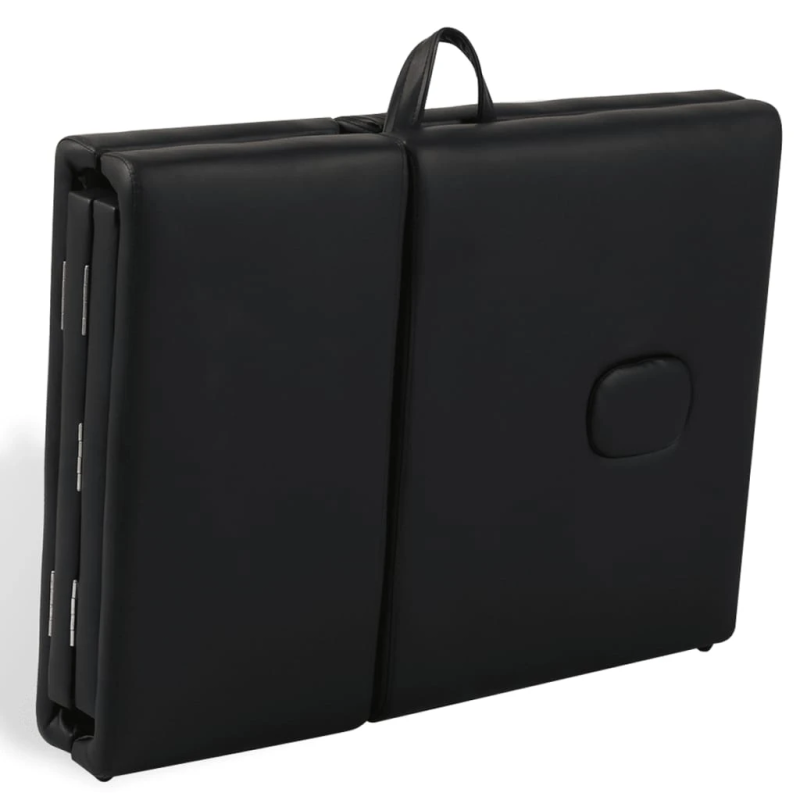 vidaXL masāžas galds, saliekams, 4 daļas, koka rāmis, melns