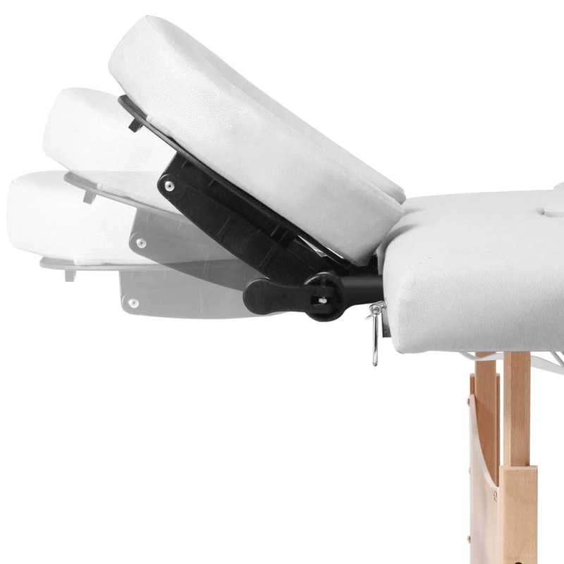 vidaXL masāžas galds, saliekams, 4 daļas, koka rāmis, krēmbalts