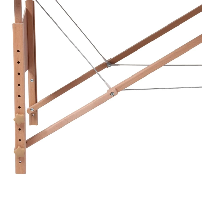 vidaXL masāžas galds, saliekams, 4 daļas, koka rāmis, krēmbalts