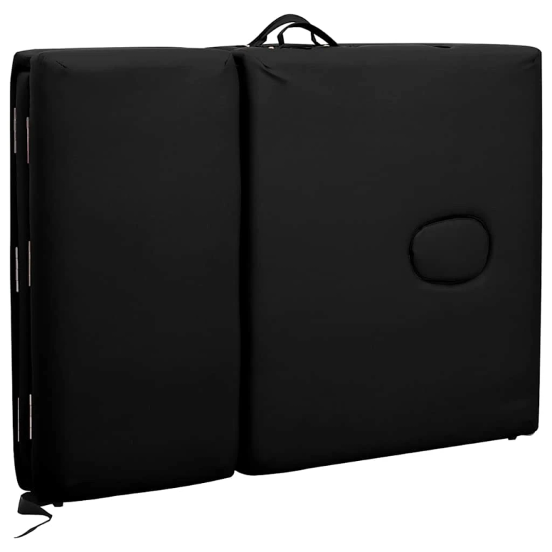 vidaXL masāžas galds, saliekams, 4 daļas, alumīnija rāmis, melns