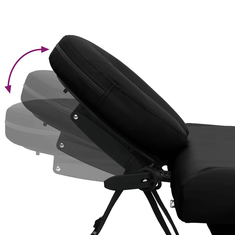 vidaXL masāžas galds, saliekams, 4 daļas, alumīnija rāmis, melns