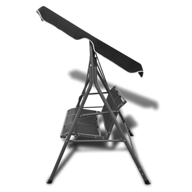 vidaXL dārza šūpuļsols ar jumtiņu, melns