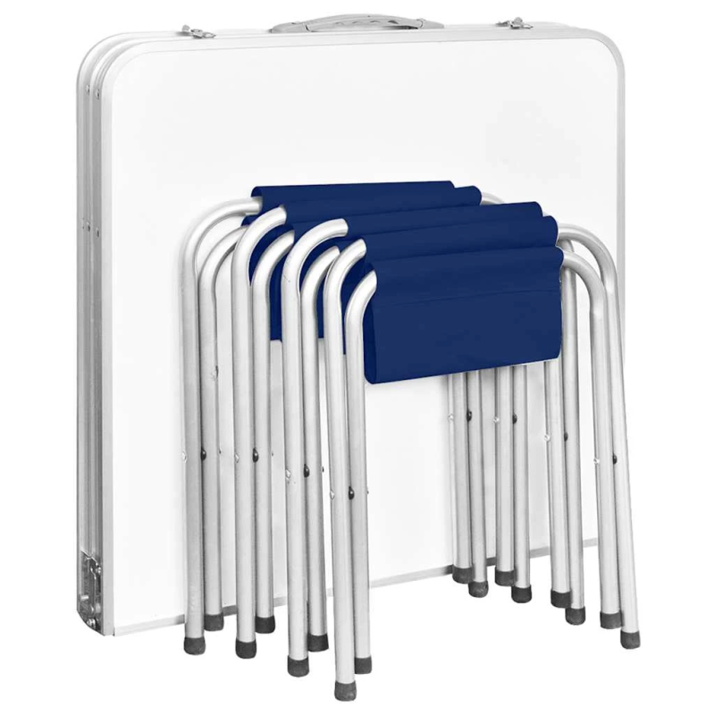 vidaXL saliekams kempinga galds un 4 taburetes, regulējams, 120x60 cm