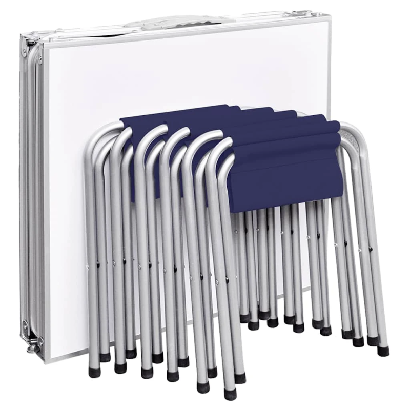 Saliekams kempinga galds un 6 taburetes, regulējams augstums, 180x60cm