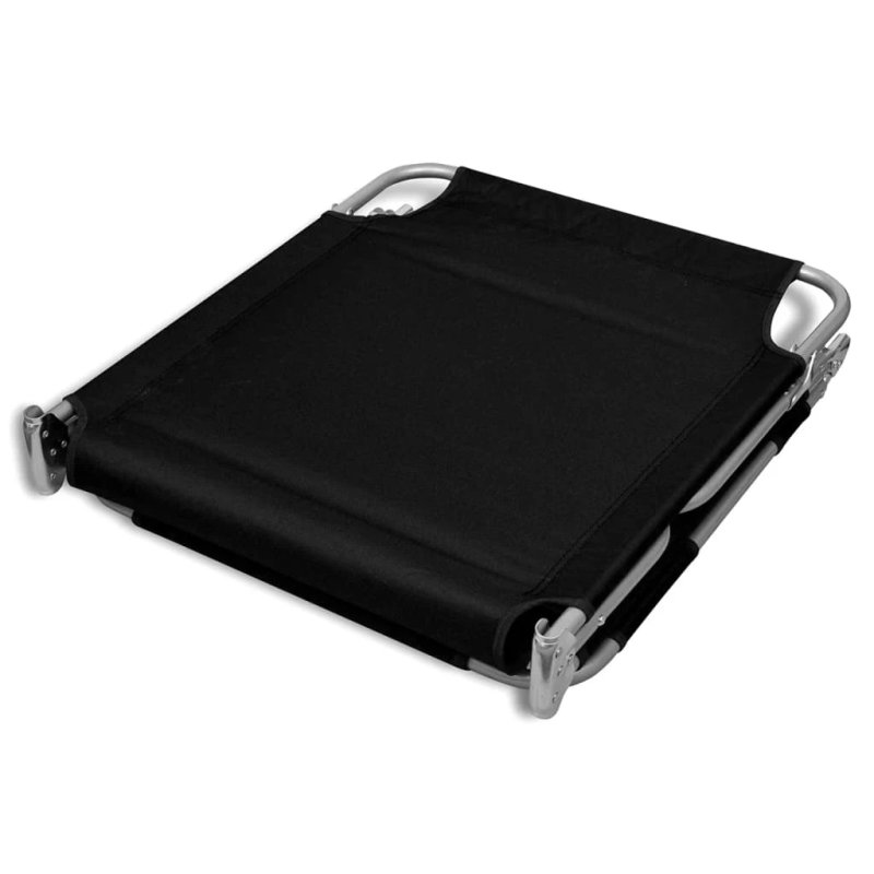 vidaXL saliekams sauļošanās zvilnis ar galvas spilvenu, tērauds, melns