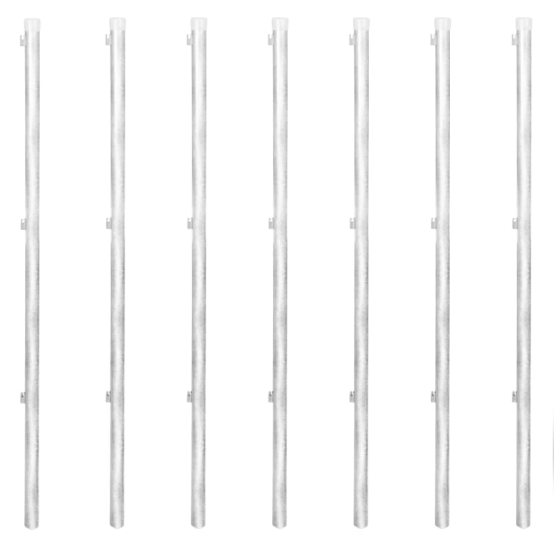 vidaXL stiepļu žogs, stabi, cinkots tērauds, 15x1 m, sudraba krāsā