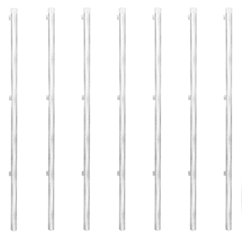 vidaXL stiepļu žogs, stabi, cinkots tērauds, 15x1,25 m, sudraba krāsā