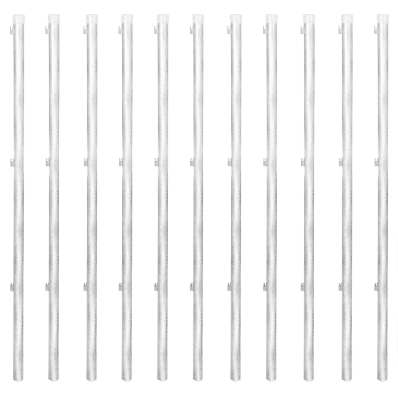 vidaXL stiepļu žogs, stabi, cinkots tērauds, 25x0,8 m, sudraba krāsā