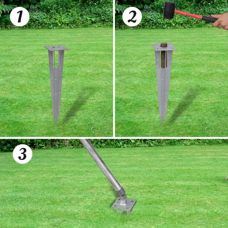 vidaXL stiepļu žogs ar stabiem, mietiņiem, cinkots tērauds, 25x0,8 m