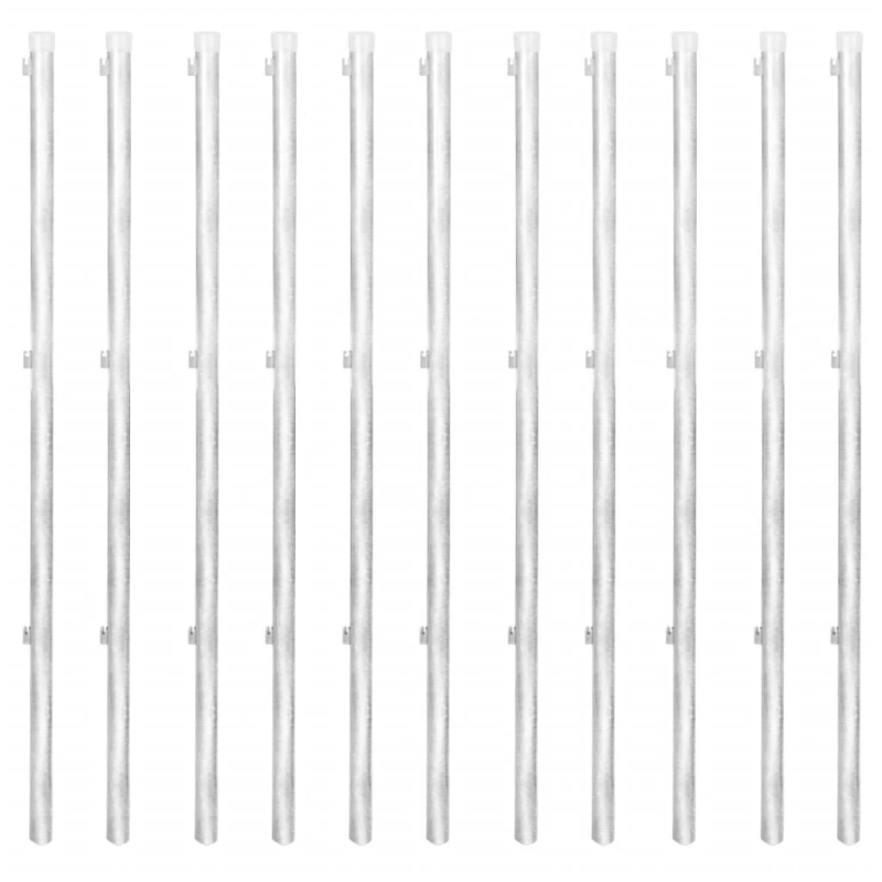 vidaXL stiepļu žogs ar stabiem, mietiņiem, cinkots tērauds, 25x0,8 m