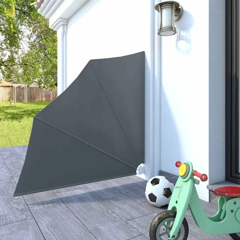 vidaXL saliekama balkona sānu markīze, pelēka, 140x140 cm