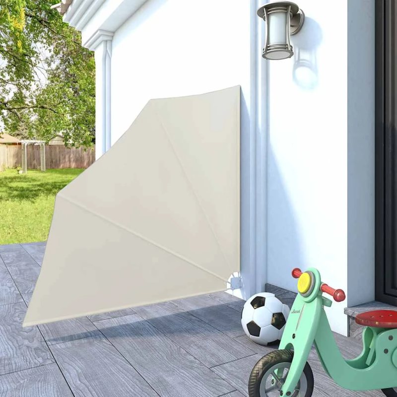 vidaXL saliekama balkona sānu markīze, krēmkrāsā, 140x140 cm