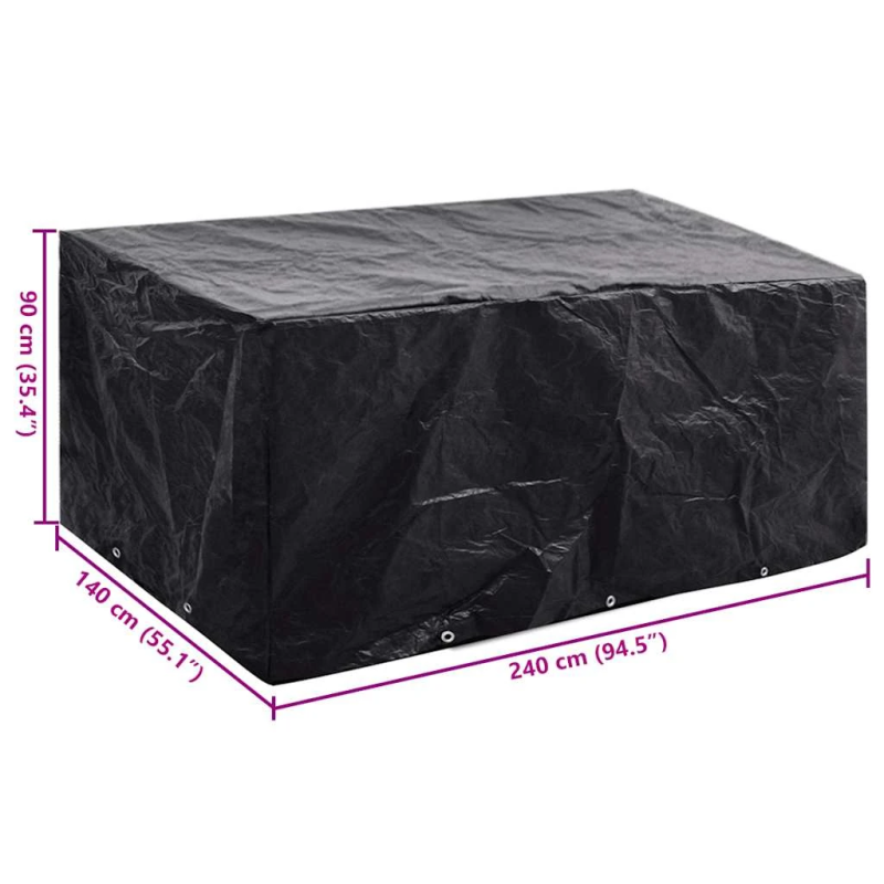 vidaXL dārza mēbeļu pārvalks, 8 gredzeni, 240x140x90 cm