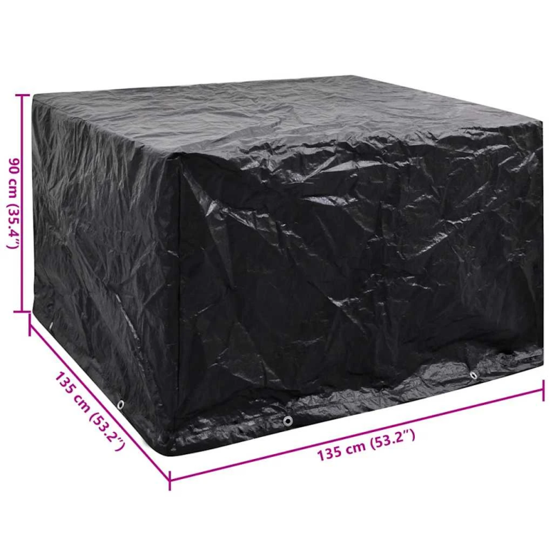 vidaXL dārza mēbeļu pārvalks, 8 gredzeni, 135x135x90 cm